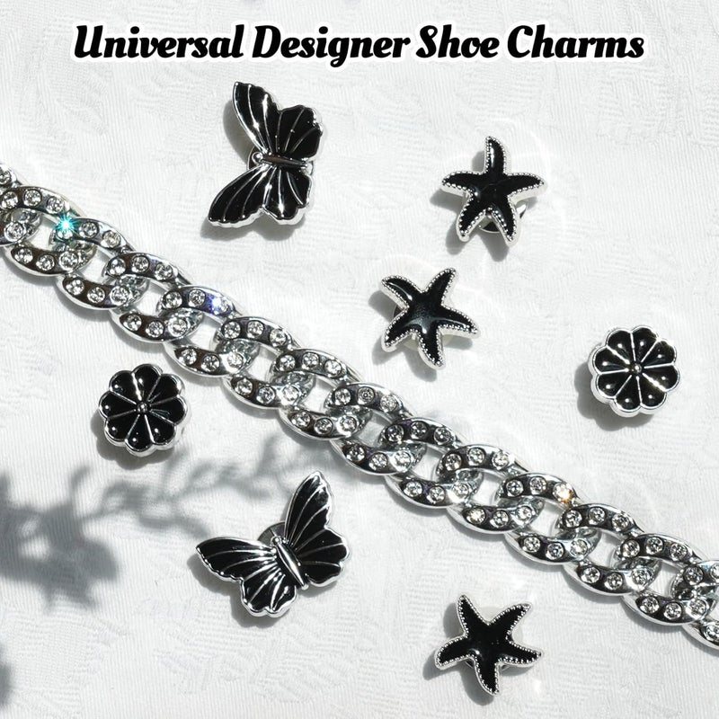 Lugailly Bling Shoe Charms for Girls and Women, Girly Gold Shoe Charms for Clog Sandals, 24 PCS Glitter Pearl Flower Shoes Decoration Bulk, Shoes Chains Pins Charm Accessories - Image 4